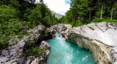 soca Nehri'nin Slovenya havadan görünümü