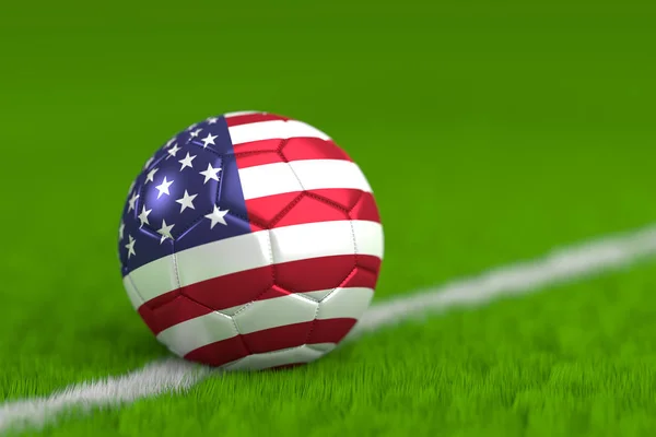 Bola de futebol com bandeira americana 3D Render — Fotografia de Stock