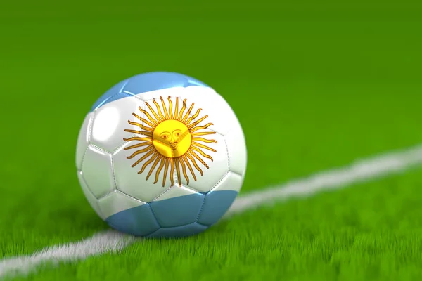 Pallone da calcio con bandiera argentina 3D Render — Foto Stock