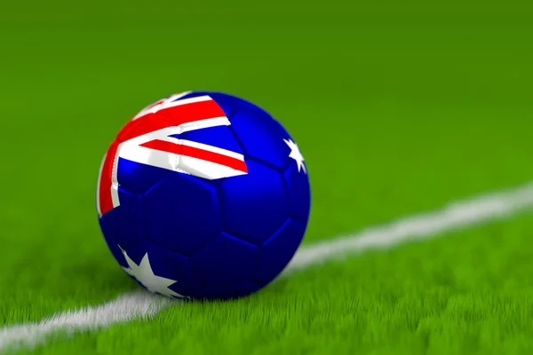 Bola de futebol com bandeira australiana 3D Render — Fotografia de Stock