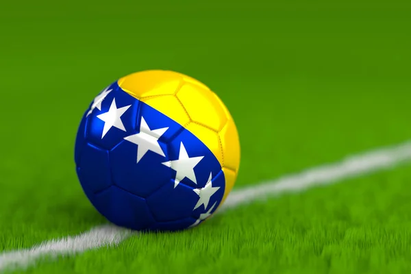 Bola de futebol com bandeira bósnia 3D Render — Fotografia de Stock