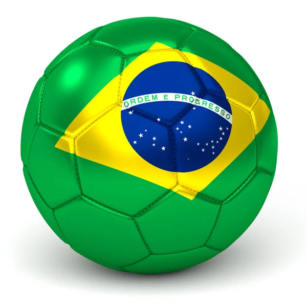 Soccer Ball With Brazilian Flag 3D Render — Stock Photo, Image