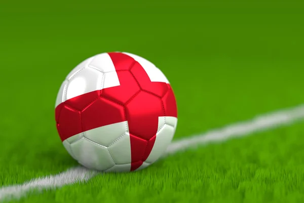 Bola de futebol com renderização 3D da bandeira inglesa — Fotografia de Stock