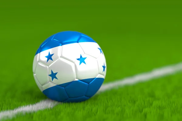 Bola de futebol com bandeira hondurenha 3D Render — Fotografia de Stock