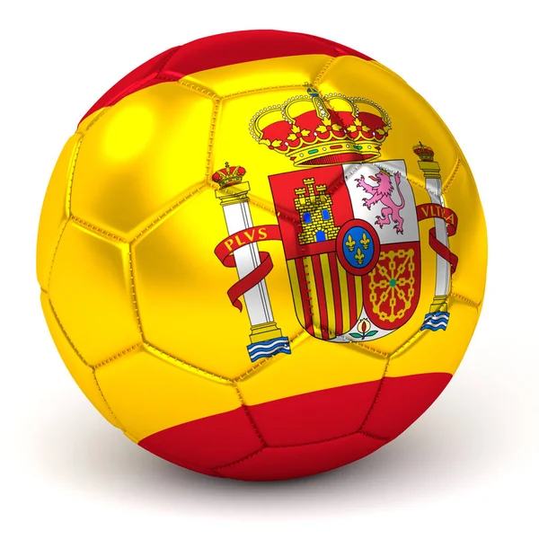 Soccer Ball With Spanish Flag 3D Render — Stock Photo, Image