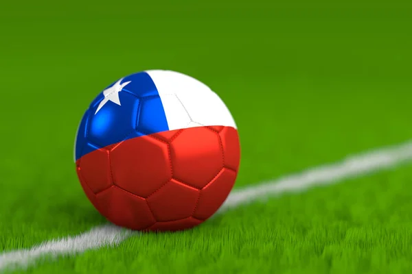 Pallone da calcio con bandiera cilena Render 3D — Foto Stock