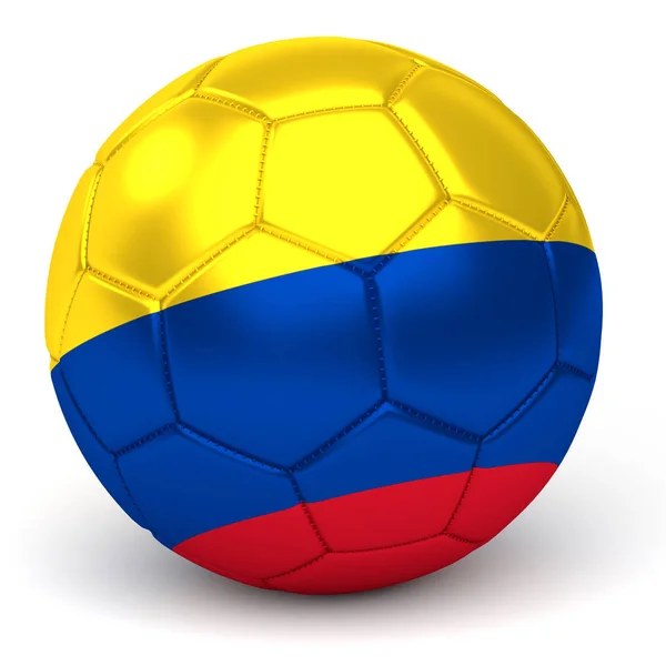 Bola de fútbol con bandera colombiana 3D Render — Foto de Stock