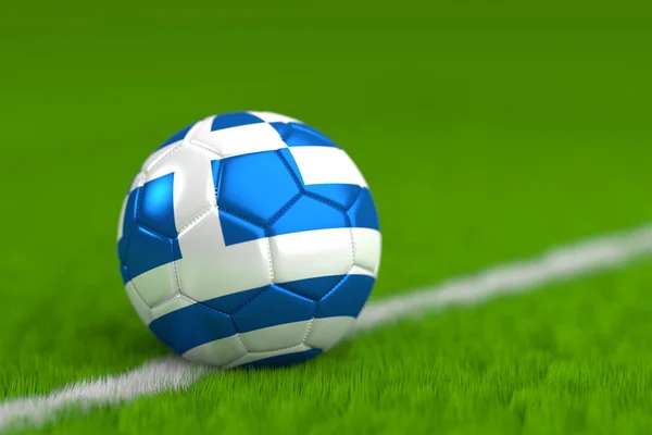 Bola de futebol com bandeira grega 3D Render — Fotografia de Stock