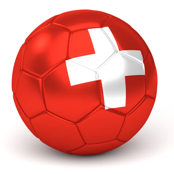 Pallone da calcio con bandiera svizzera Render 3D — Foto Stock