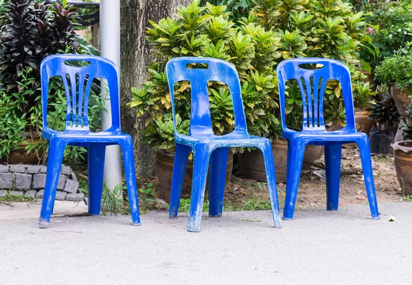 Blue plastic chair. — Stock Photo, Image