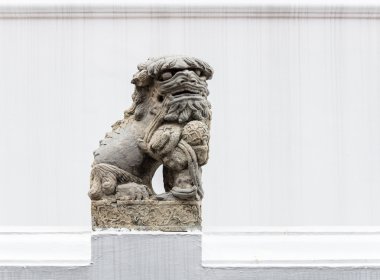 Taş aslan heykeli geleneksel Çince tarzı.