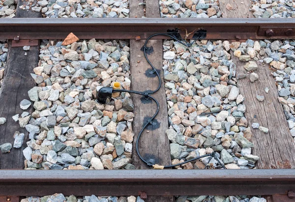 Electric wire in the railway track. — Stock Photo, Image