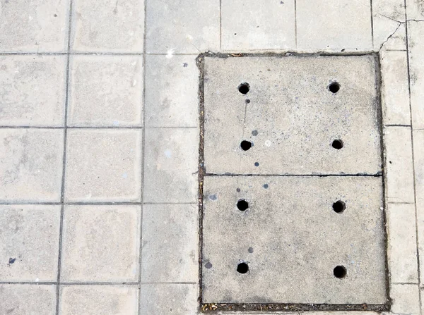 Concrete Manhole Cover Pavement Brick Way Street City — Stock Photo, Image