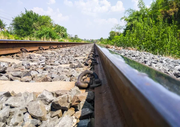 Low Angle View Main Railway Countryside View Northeast Line Thailand — Stock Photo, Image