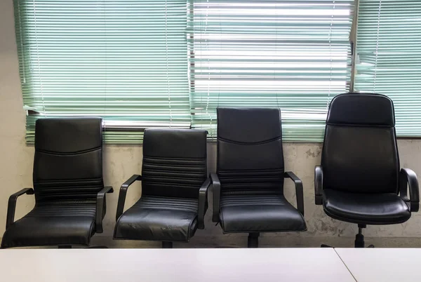 Black Armchair Row Window Conference Room Small Office — Stock Photo, Image