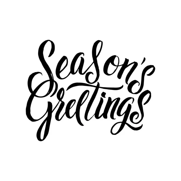 Seasons Greetings Calligraphy. Greeting Card Black Typography on White Background — Stock Vector