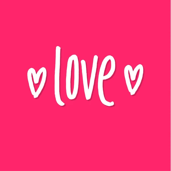 Love . Happy Valentines Day Pink Lettering Background Greeting Card — Stock Vector
