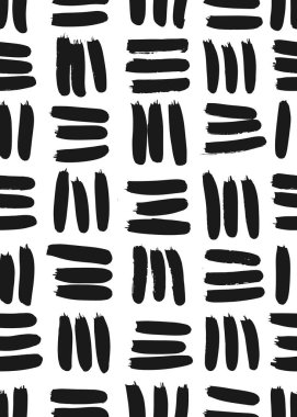 Mürekkep soyut seamless modeli. Arka plan siyah ve beyaz yarım yamalak tarzı sanatsal darbeleri ile. Tasarım öğesi için arka planında ve Tekstil
