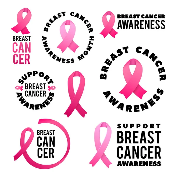 Meme Kanseri Bilinçlendirme vektör kümesi. Afiş tasarımı. İnme pembe kurdele. Ekim kanser farkındalık ayıdır