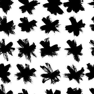 Mürekkep soyut seamless modeli. Arka plan siyah ve beyaz yarım yamalak tarzı sanatsal darbeleri ile. Tasarım öğesi için arka planında ve Tekstil