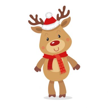 Santa s Reindeer Rudolph. Vector illustrations of Reindeer Rudolf Isolated on White Background clipart