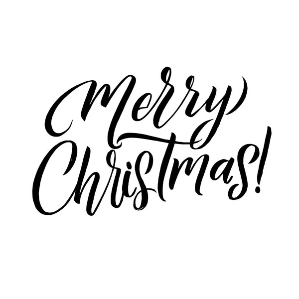 Boldog karácsonyt kalligráfia. Üdvözlőlap tervezés, fehér háttér — Stock Vector