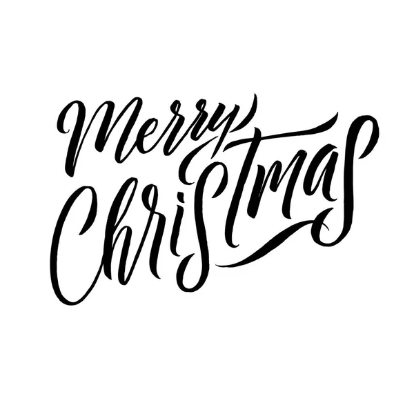 Merry Christmas kalligrafie. Wenskaart ontwerp op witte achtergrond — Stockvector