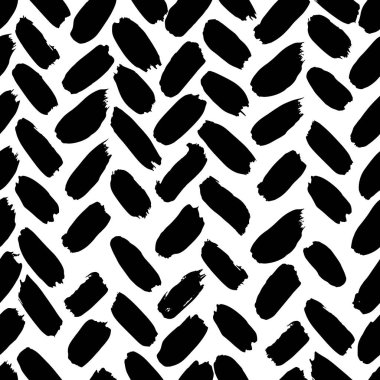 Mürekkep soyut seamless modeli. Arka plan siyah ve beyaz yarım yamalak tarzı sanatsal darbeleri ile. Tasarım öğesi için arka planında ve Tekstil.