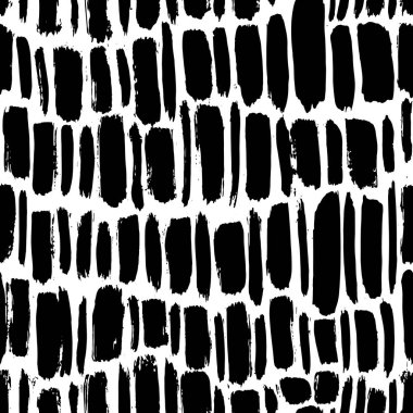 Mürekkep soyut seamless modeli. Arka plan siyah ve beyaz yarım yamalak tarzı sanatsal darbeleri ile. Tasarım öğesi için arka planında ve Tekstil
