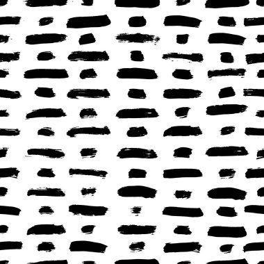 Mürekkep soyut seamless modeli. Arka plan siyah ve beyaz yarım yamalak tarzı sanatsal darbeleri ile. Tasarım öğesi için arka planında ve Tekstil