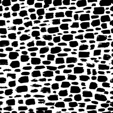 Mürekkep soyut seamless modeli. Arka plan siyah ve beyaz yarım yamalak tarzı sanatsal darbeleri ile. Tasarım öğesi için arka planında ve Tekstil