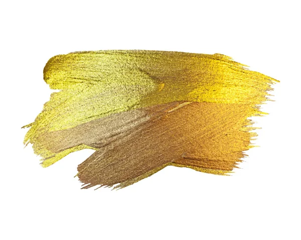 Gold Texture Paint Stain Illustratie. Handgetekende penseelstreek vector design element — Stockvector