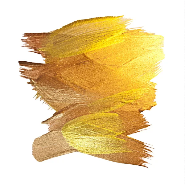Ilustração da mancha da pintura da textura do ouro. Elemento de design de vetor de pincel desenhado à mão — Vetor de Stock