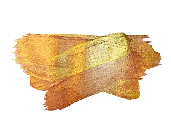 Ilustração da mancha da pintura da textura do ouro. Elemento de design de vetor de pincel desenhado à mão —  Vetores de Stock