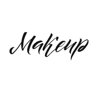 Güzellik Salonu rozeti. Makyaj fırçaları. Yapmak kadar sanatçı rozet vektör çizim