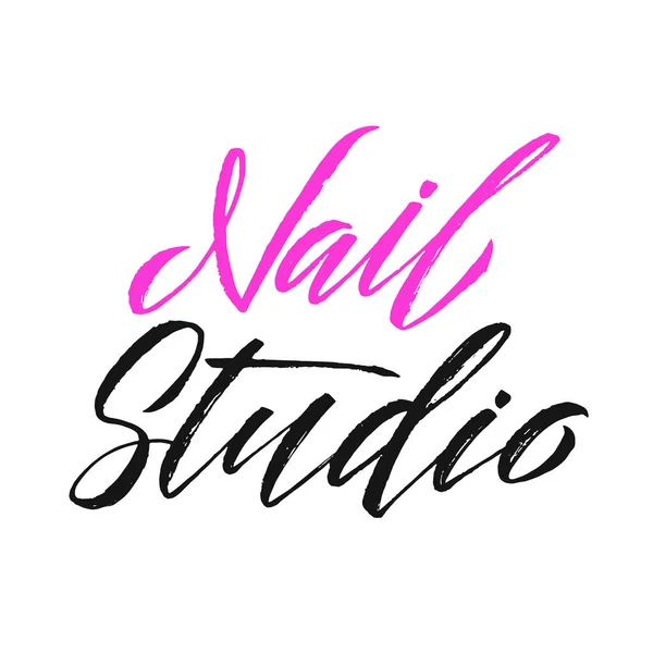 Nagel Studio Logo schoonheid Vector belettering. Manicure aangepaste Handma — Stockvector