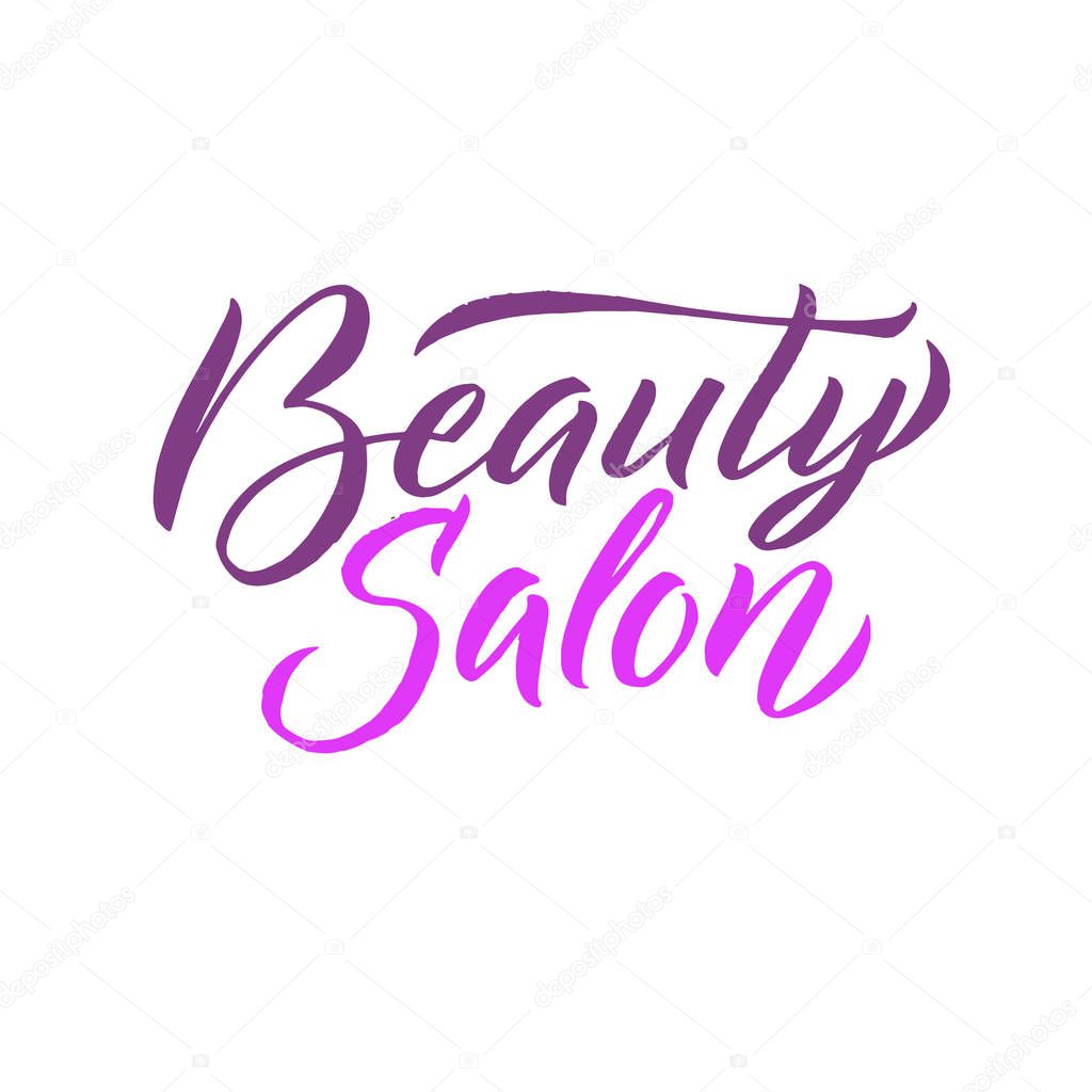 Logo Beauty Salon Lettering. Custom handmade calligraphy, vector