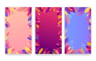 Düzenlenebilir sosyal medya hikayeleri dizisi. Sosyal medya hikayeleri için moda düzenlenebilir şablon ilkbahar ve yaz indirimli dekoratif afişler