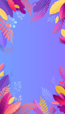 Bahar ve yaz Yaprak ve Çiçekler Dikey Bayrak.