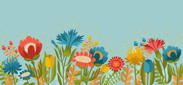 Simplesmente flores de jardim de primavera em Fundo Azul. Vetor Ilustração da natureza flor primavera e verão no jardim — Vetor de Stock