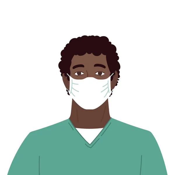Trabalhador Médico Africano Enfermeira Masculina Vector Character — Vetor de Stock