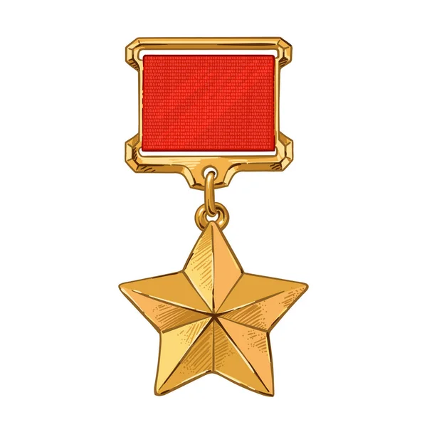 Estrella Medalla Del Héroe Feliz Gran Victoria Día Mayo Ilustración — Archivo Imágenes Vectoriales