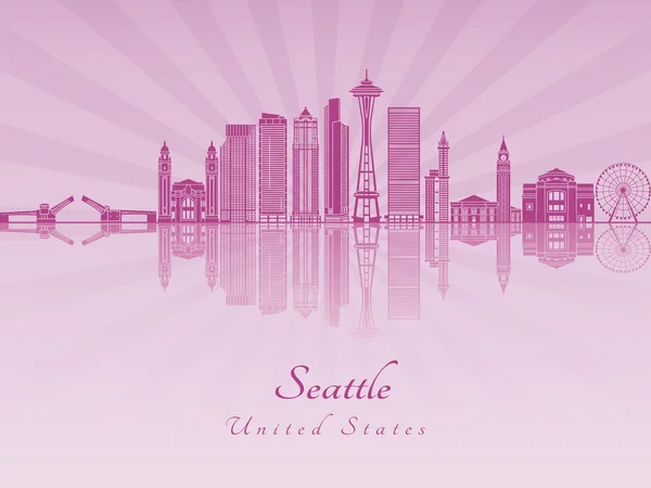 Seattle V2 skyline lila sugárzó orchidea — Stock Vector