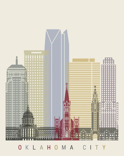 Oklahoma City skyline poster — Stockvector