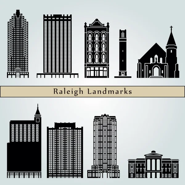 Raleigh Luoghi di interesse e monumenti — Vettoriale Stock