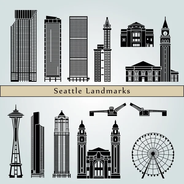 Seattle zajímavosti a památky — Stockový vektor
