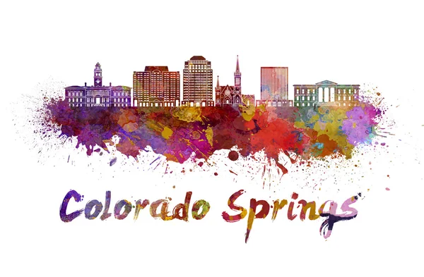 Colorado Springs V2 skyline in watercolor — Stock Photo, Image