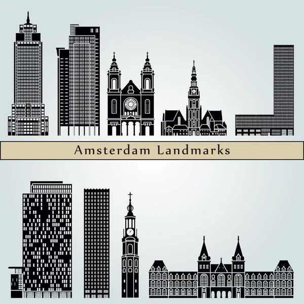 Amsterdam V2 monumentos e monumentos —  Vetores de Stock