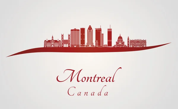 Skyline Montreal V2 en rojo — Vector de stock