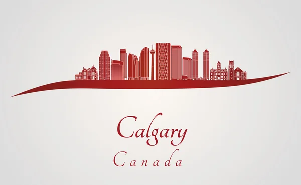 De skyline van Calgary V2 in het rood — Stockvector